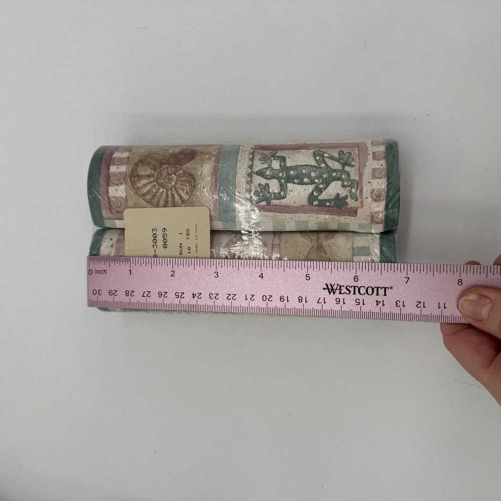 VTG Wallpaper Border Roll 10 Yds Frog Shell Leaf Coastal 90s Decor Rare Union US